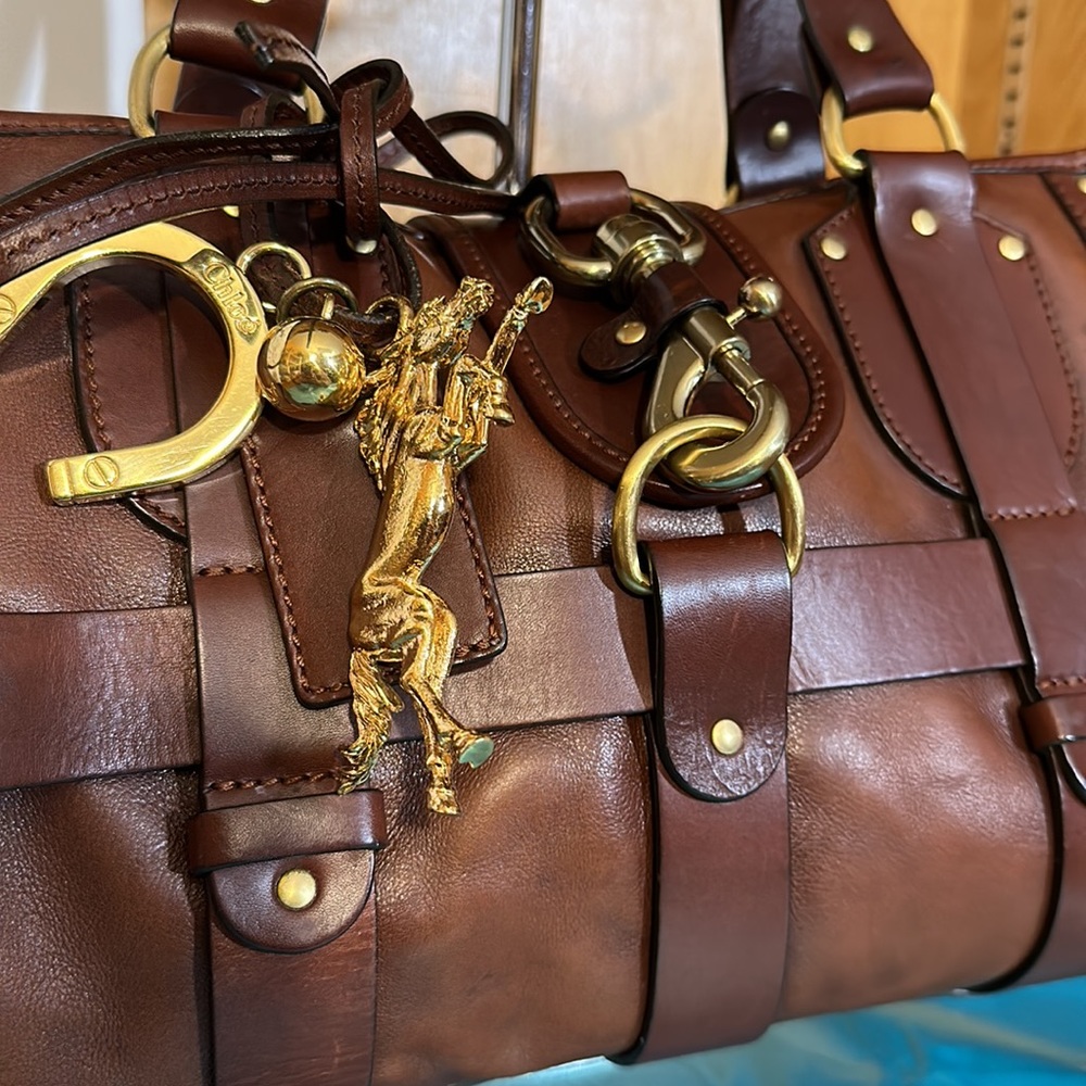 Purse Bag Chloe Kerala Western Horse Charms Brown Leather Shoulder Bag w charms - Picture 2 of 14